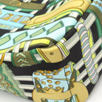 Hermes Pouch Black Green Multi in Colliers Et Chiens Silk — view 6