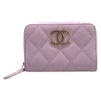 Chanel Coin Case Quilted Light Purple Silver Zip Around