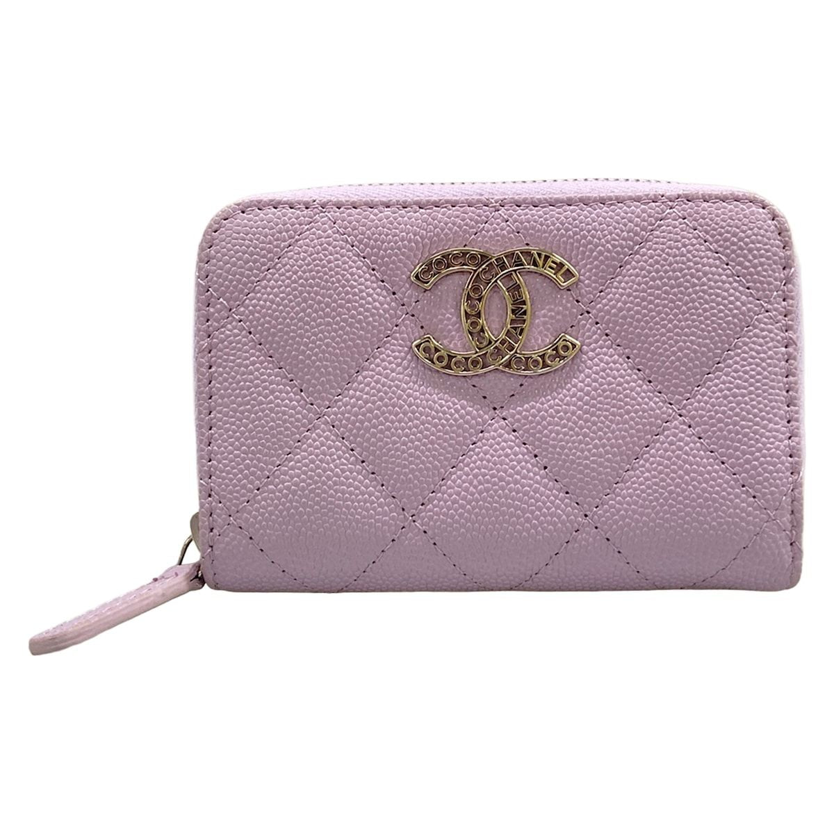 Chanel Coin Case Quilted Light Purple Silver Zip Around