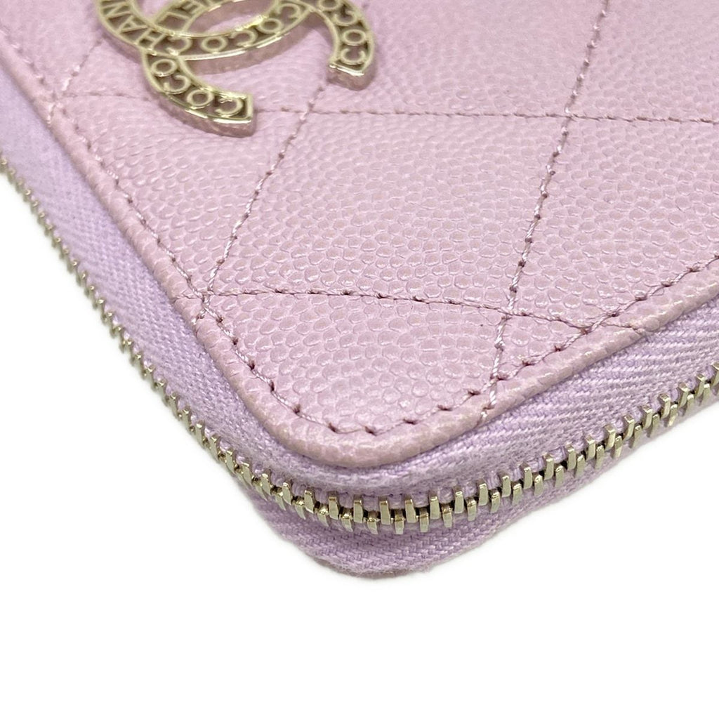 Chanel Coin Case Quilted Light Purple Silver Zip Around — view 5