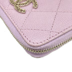 Chanel Coin Case Quilted Light Purple Silver Zip Around — view 5