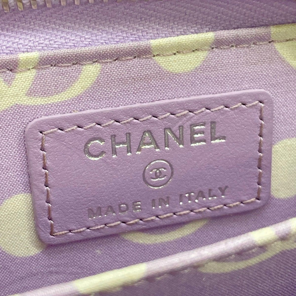 Chanel Coin Case Quilted Light Purple Silver Zip Around — view 4