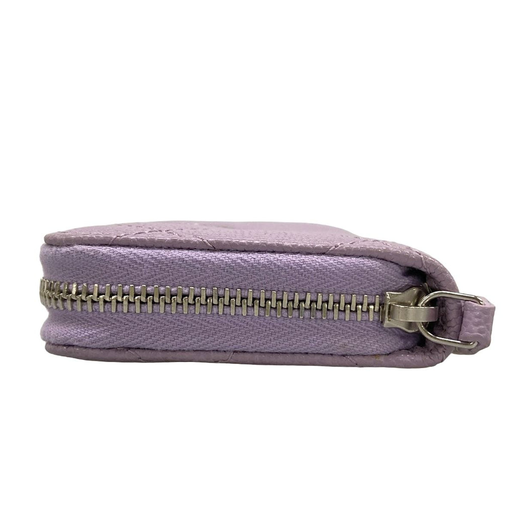 Chanel Coin Case Quilted Light Purple Silver Zip Around — view 8