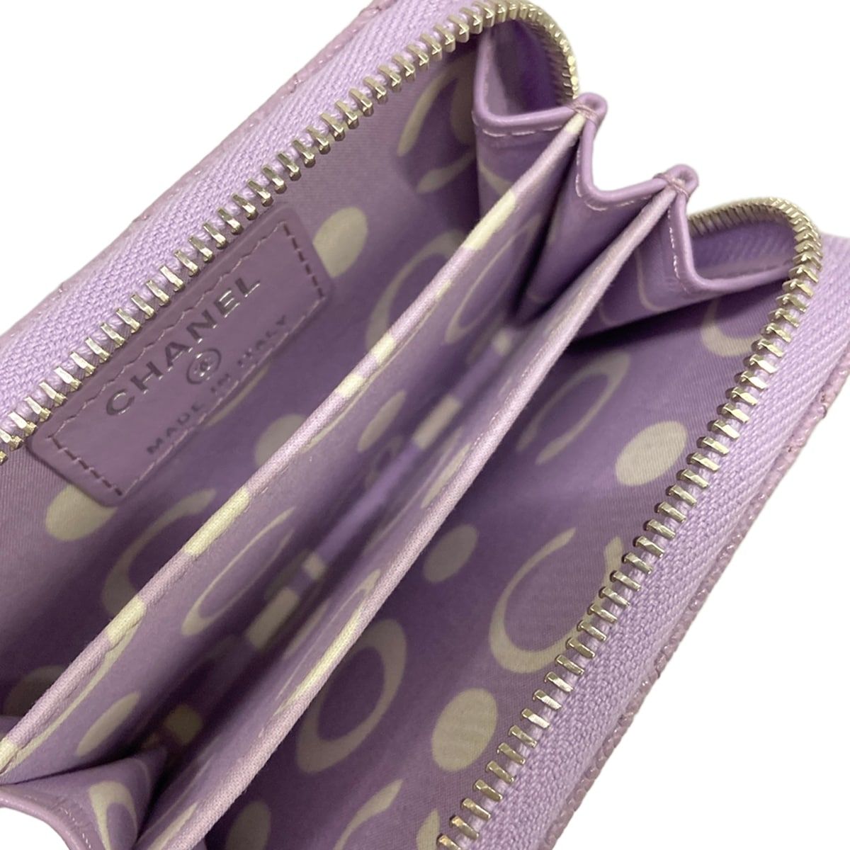 Chanel Coin Case Quilted Light Purple Silver Zip Around — view 3