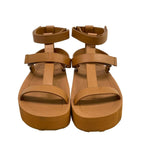Hermes Sandals 37 Enid Brown Platform Velcro Diamant Buckle Silver Leather — view 5