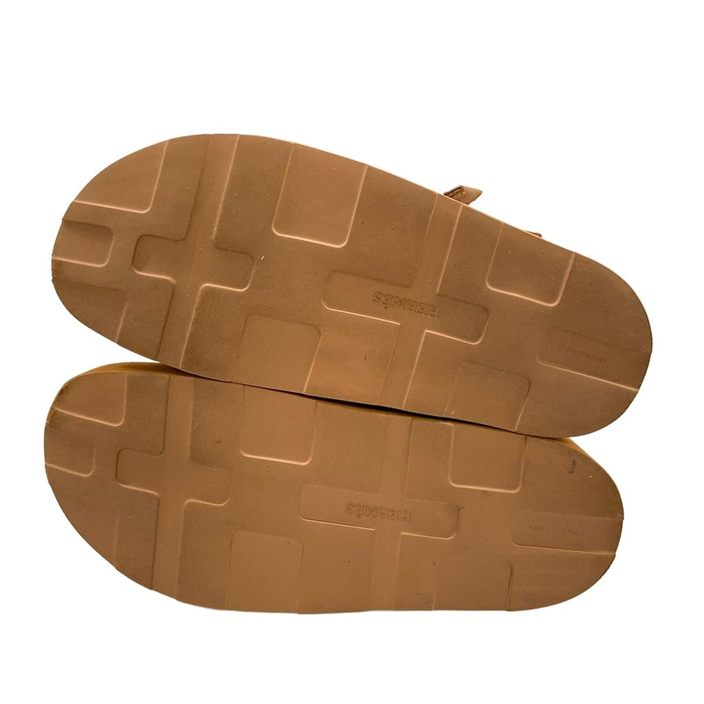 Hermes Sandals 37 Enid Brown Platform Velcro Diamant Buckle Silver Leather — view 8