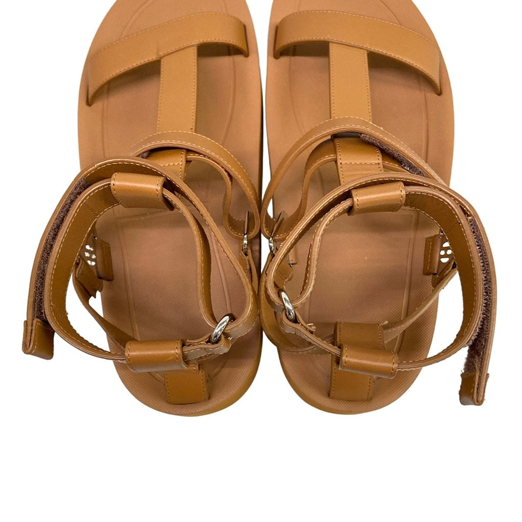 Hermes Sandals 37 Enid Brown Platform Velcro Diamant Buckle Silver Leather — view 7