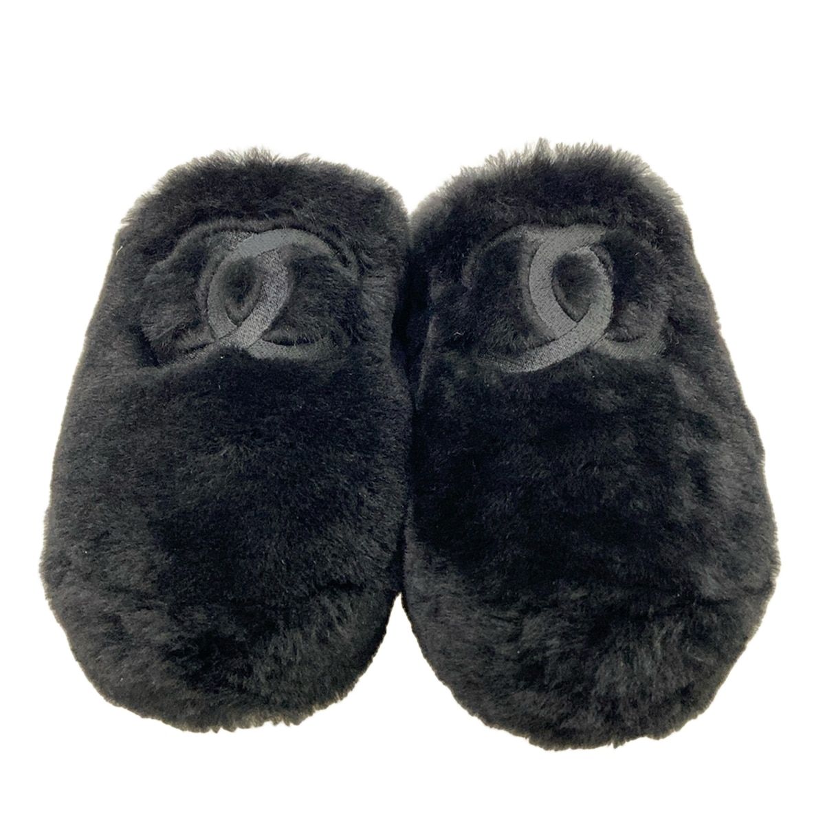 Chanel Shoes 38 C Black Slippers Monsieur Shearling — view 5