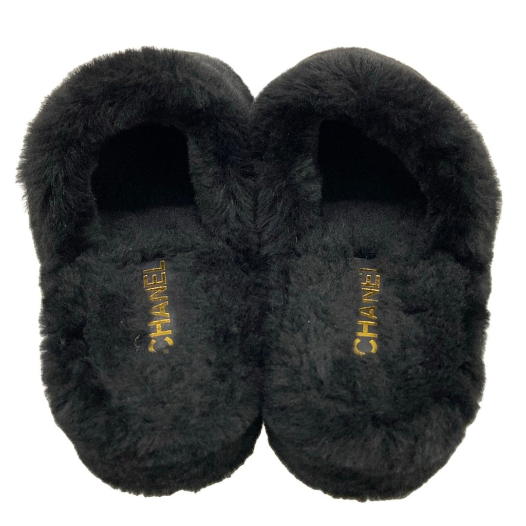 Chanel Shoes 38 C Black Slippers Monsieur Shearling — view 7