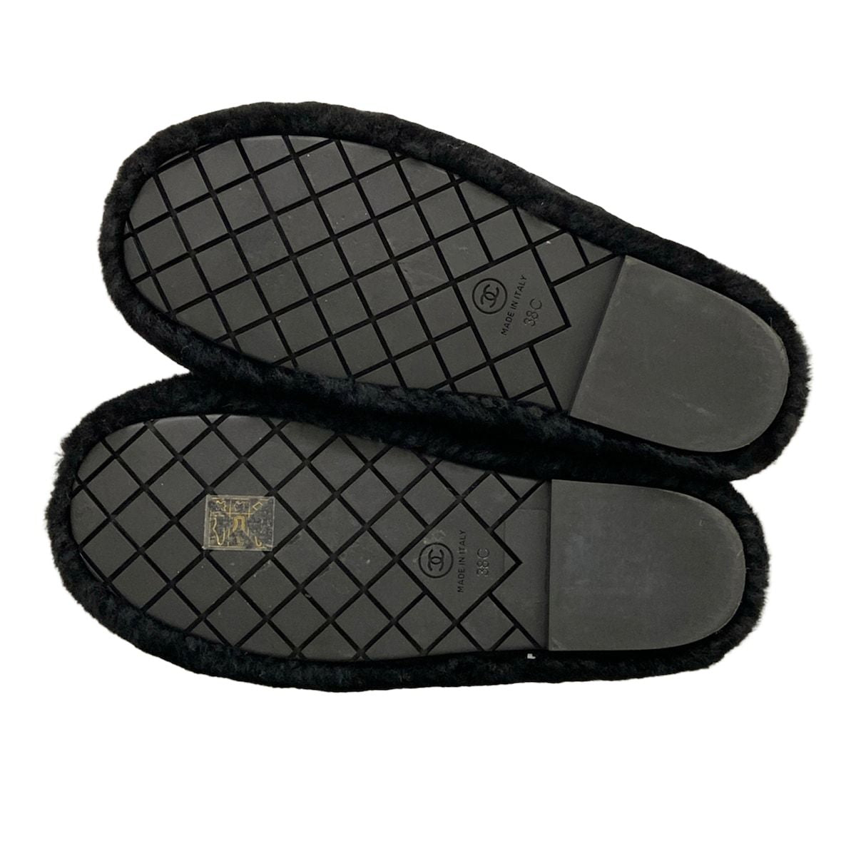 Chanel Shoes 38 C Black Slippers Monsieur Shearling — view 8