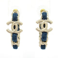 Chanel Earrings CC Logo Gold Navy