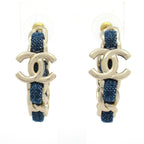 Chanel Earrings CC Logo Gold Navy