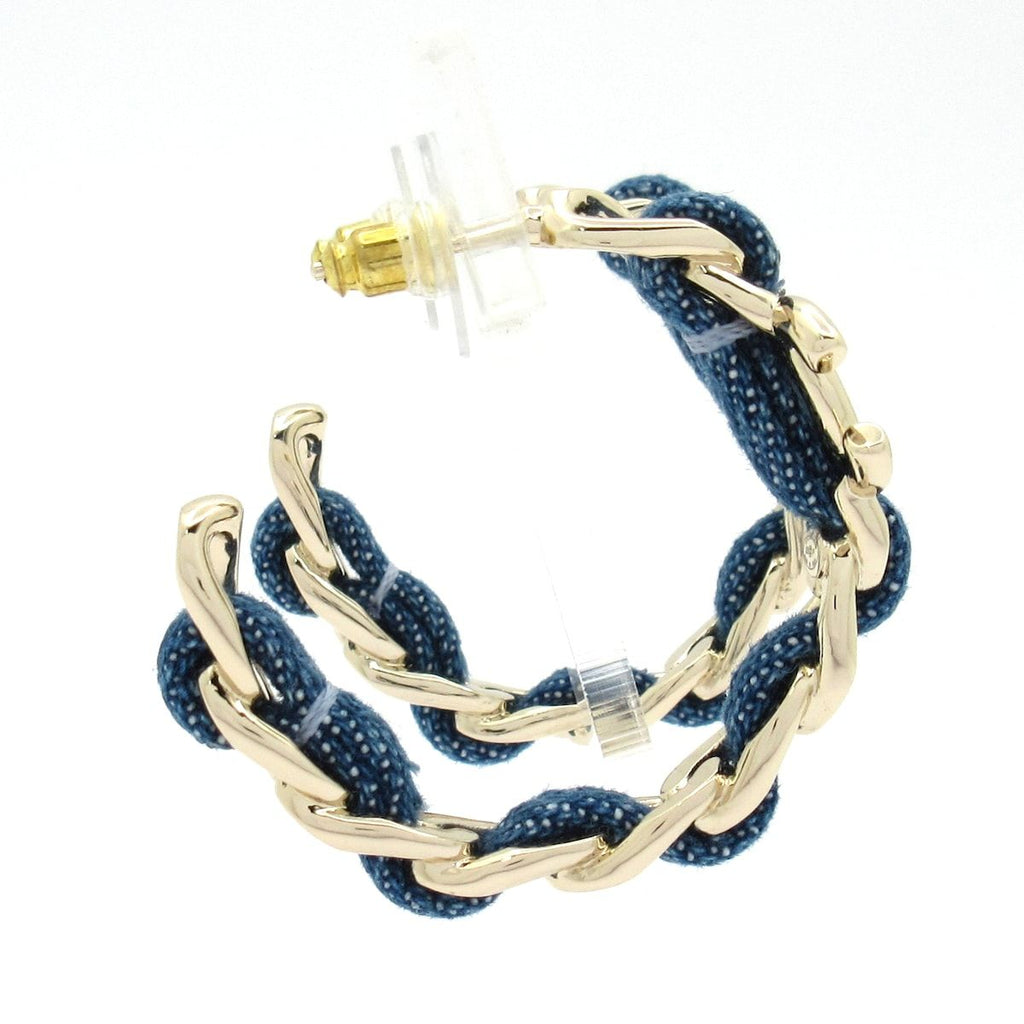 Chanel Earrings CC Logo Gold Navy — view 2