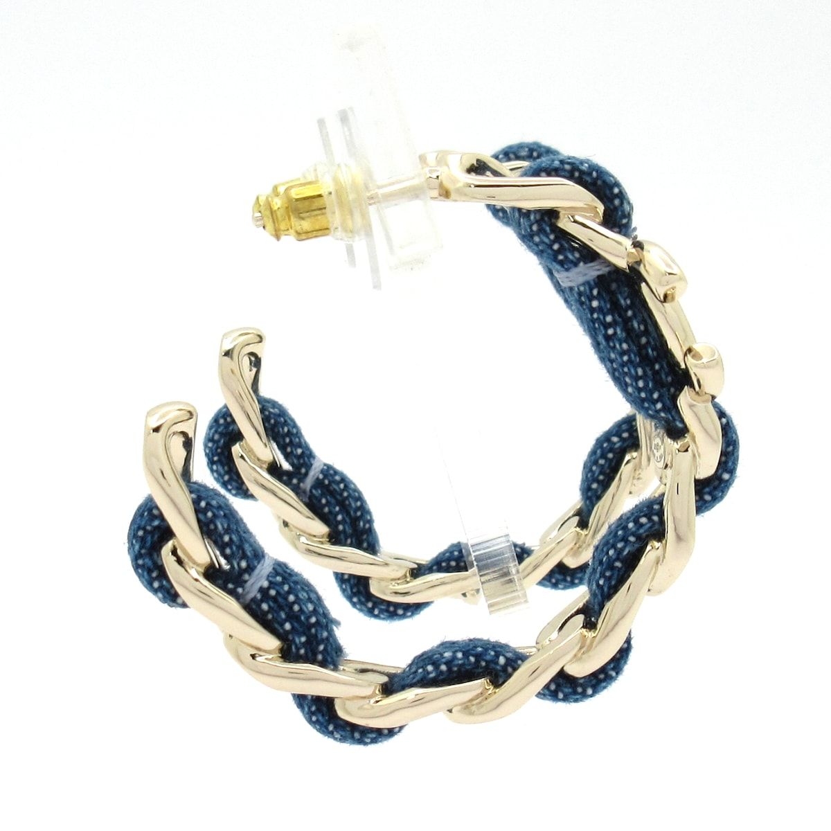 Chanel Earrings CC Logo Gold Navy — view 2