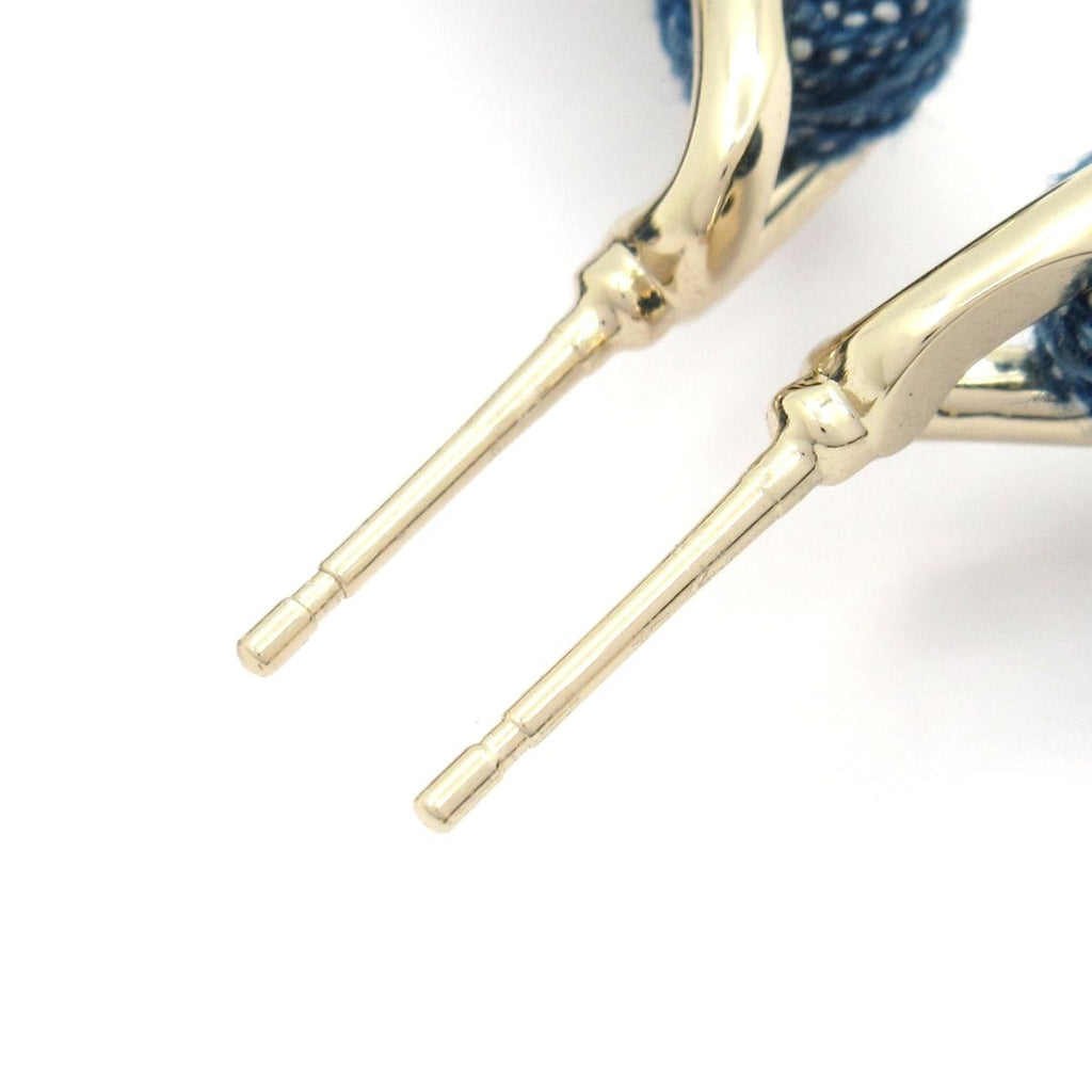 Chanel Earrings CC Logo Gold Navy — view 4