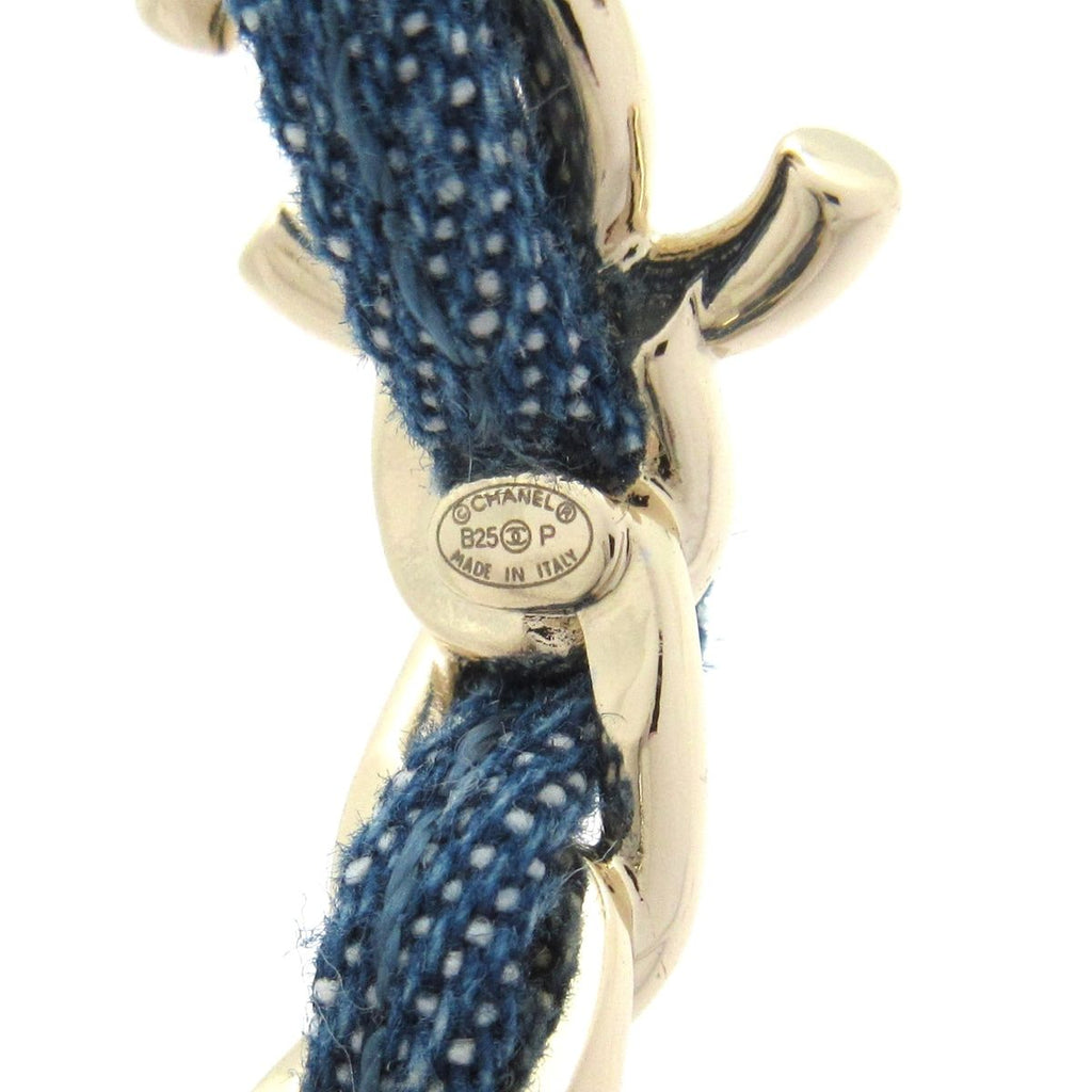 Chanel Earrings CC Logo Gold Navy — view 5