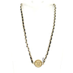 Chanel Choker CC Logo Leather Gold Black Ivory Necklace — view 2