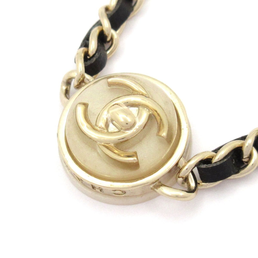 Chanel Choker CC Logo Leather Gold Black Ivory Necklace