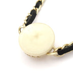 Chanel Choker CC Logo Leather Gold Black Ivory Necklace — view 3