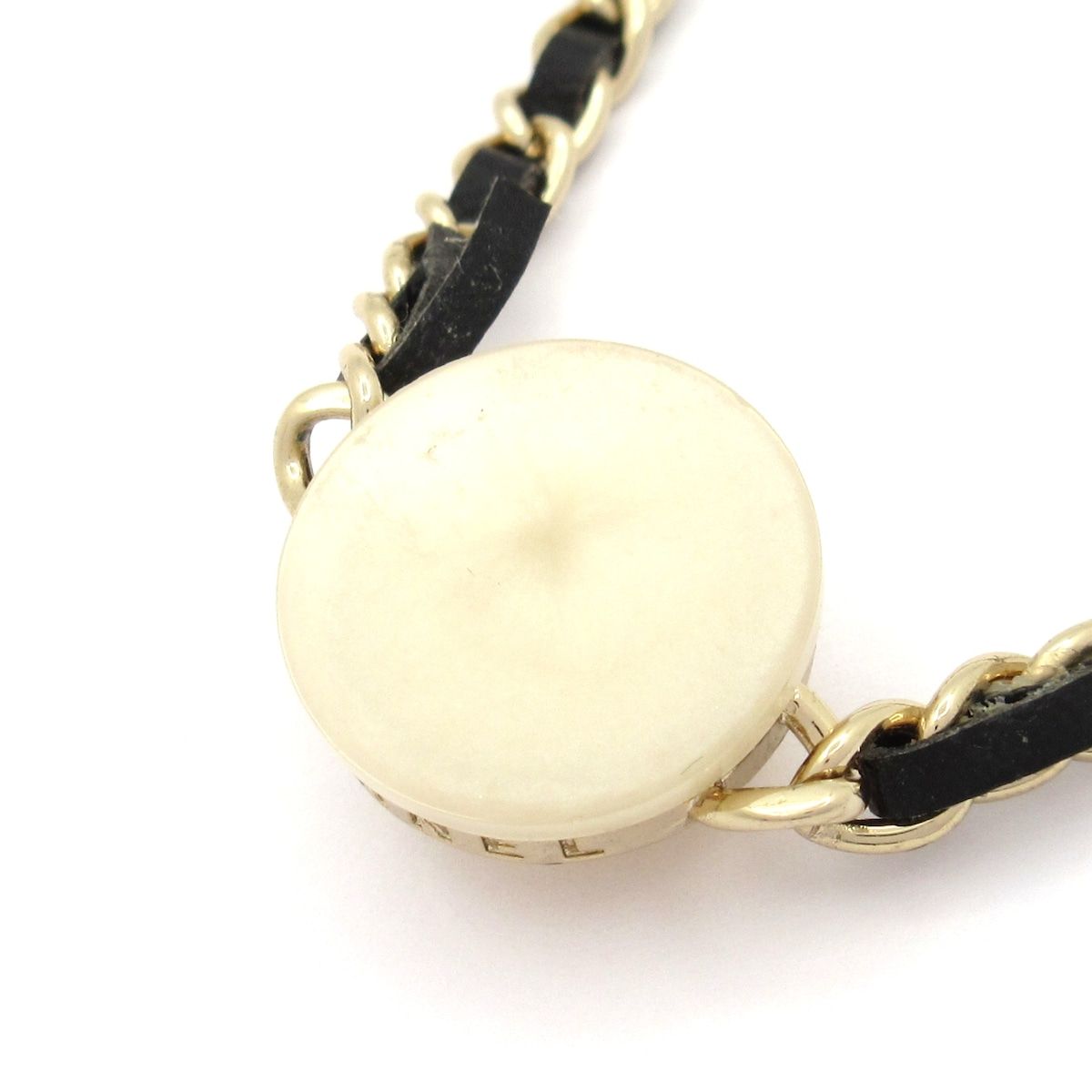 Chanel Choker CC Logo Leather Gold Black Ivory Necklace — view 3