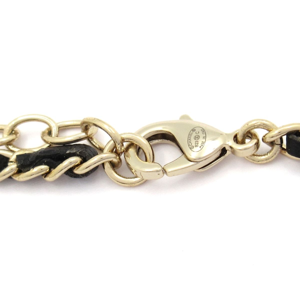 Chanel Choker CC Logo Leather Gold Black Ivory Necklace — view 4