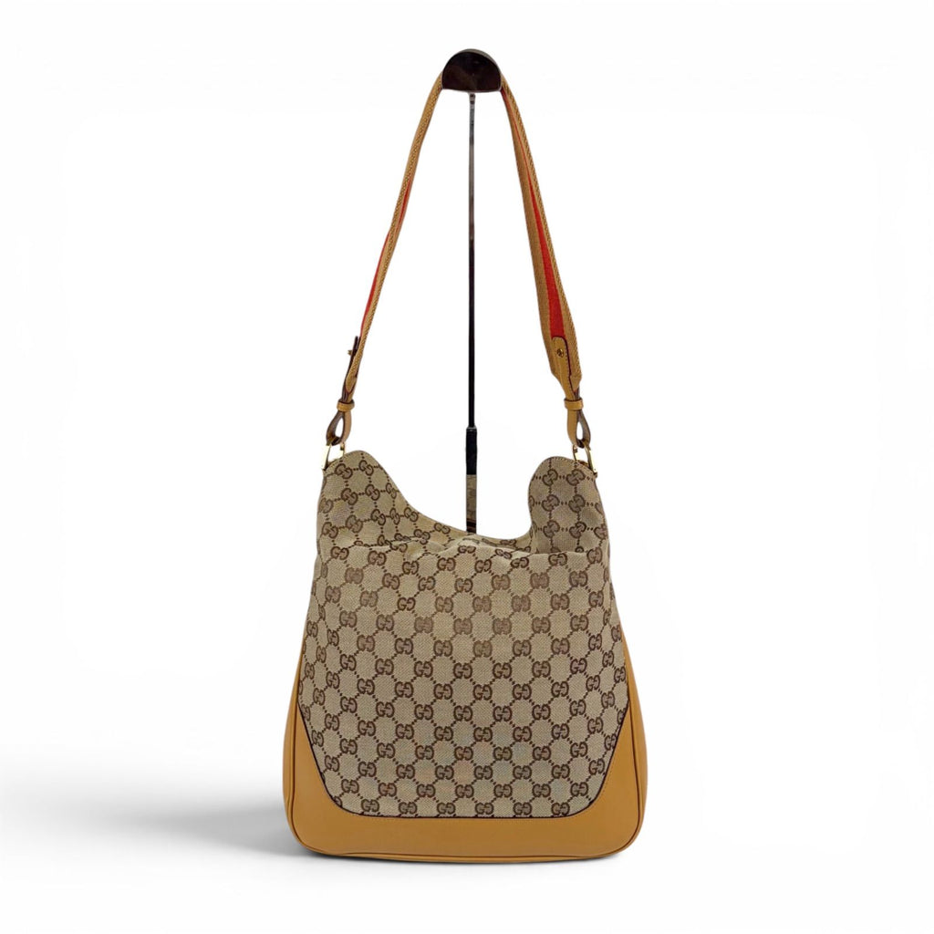 Gucci Bamboo Handle Sherry Line 2-Way Shoulder Bag GG Canvas Brown — view 2