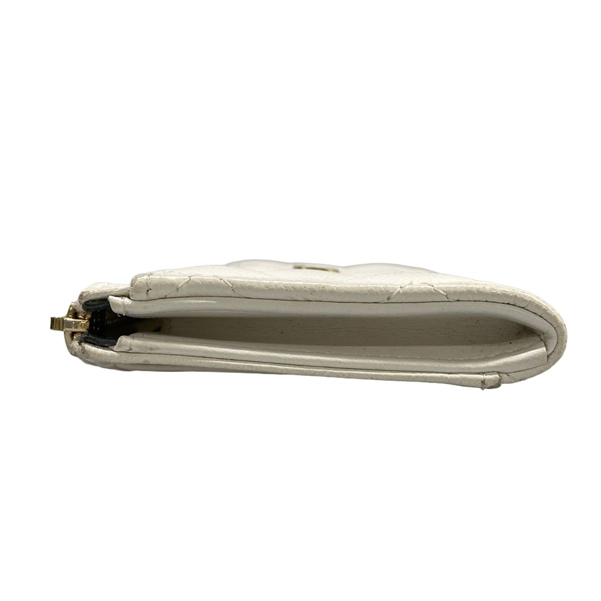 Chanel Coin Case Classic Zip Card Quilted White L-shaped Zipper with Gold CC — view 8