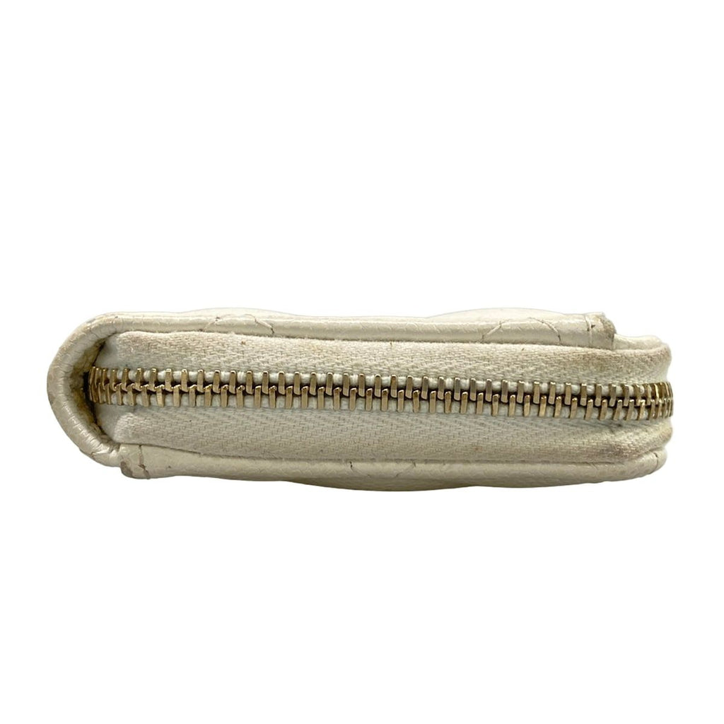 Chanel Coin Case Classic Zip Card Quilted White L-shaped Zipper with Gold CC — view 7
