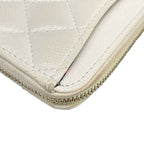 Chanel Coin Case Classic Zip Card Quilted White L-shaped Zipper with Gold CC — view 5