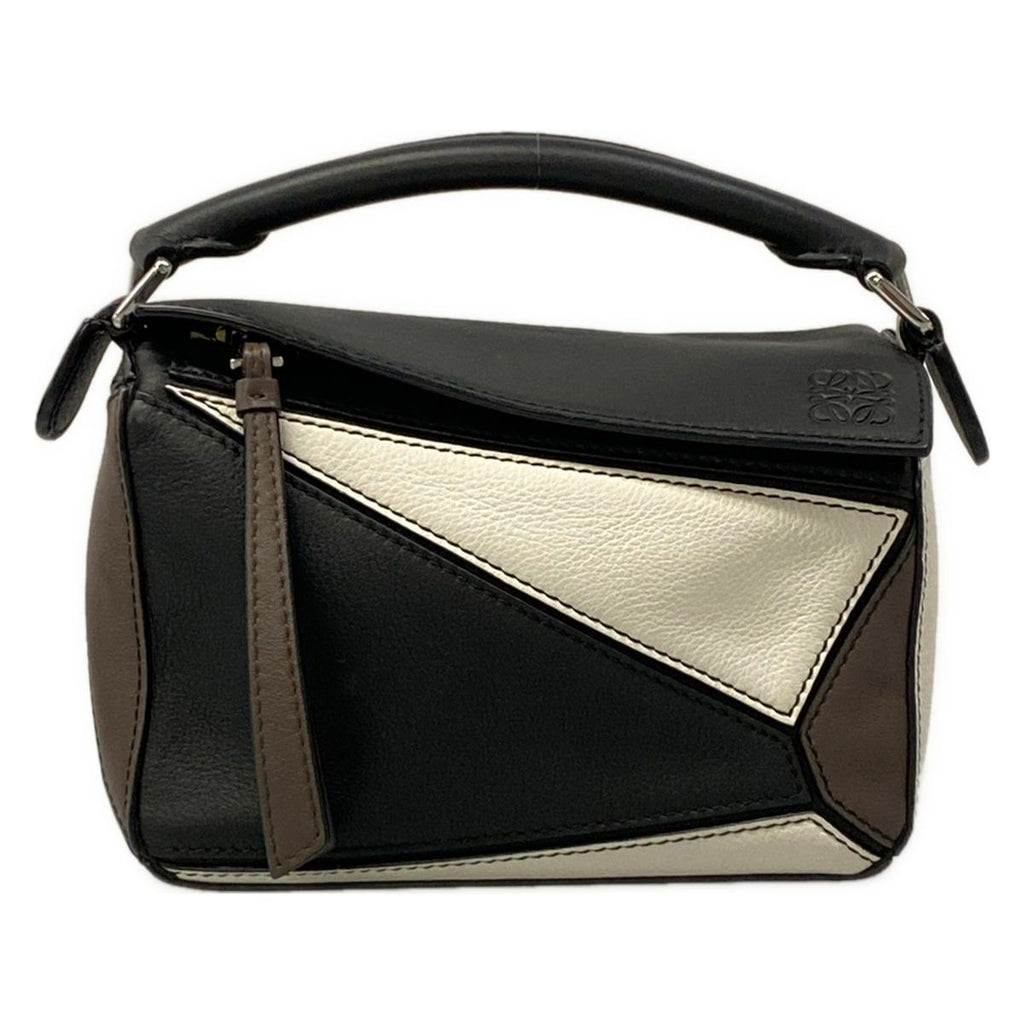Loewe Handbag Puzzle Bag Mini Black White Dark Brown