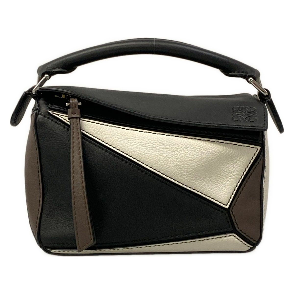 Loewe Handbag Puzzle Bag Mini Black White Dark Brown