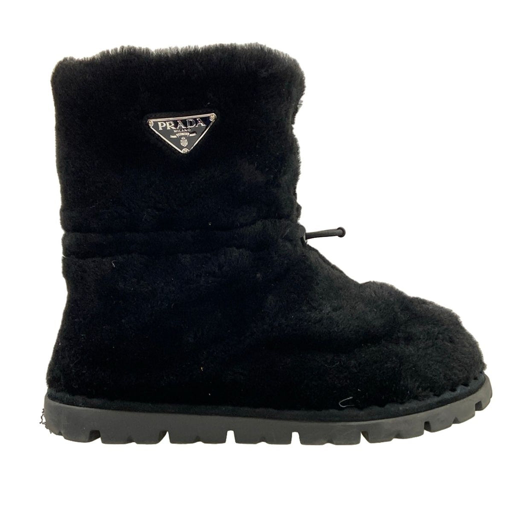 Prada Short Boots 40 Black Shearling — view 4
