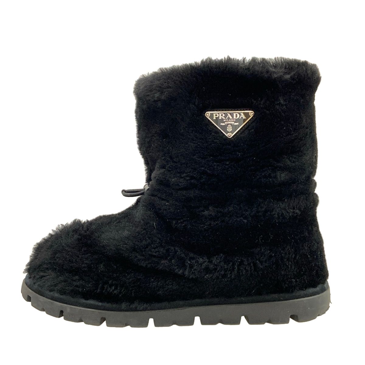 Prada Short Boots 40 Black Shearling