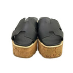 Hermes Mules 37 Eze Black Beige Wedge Sole Leather — view 5