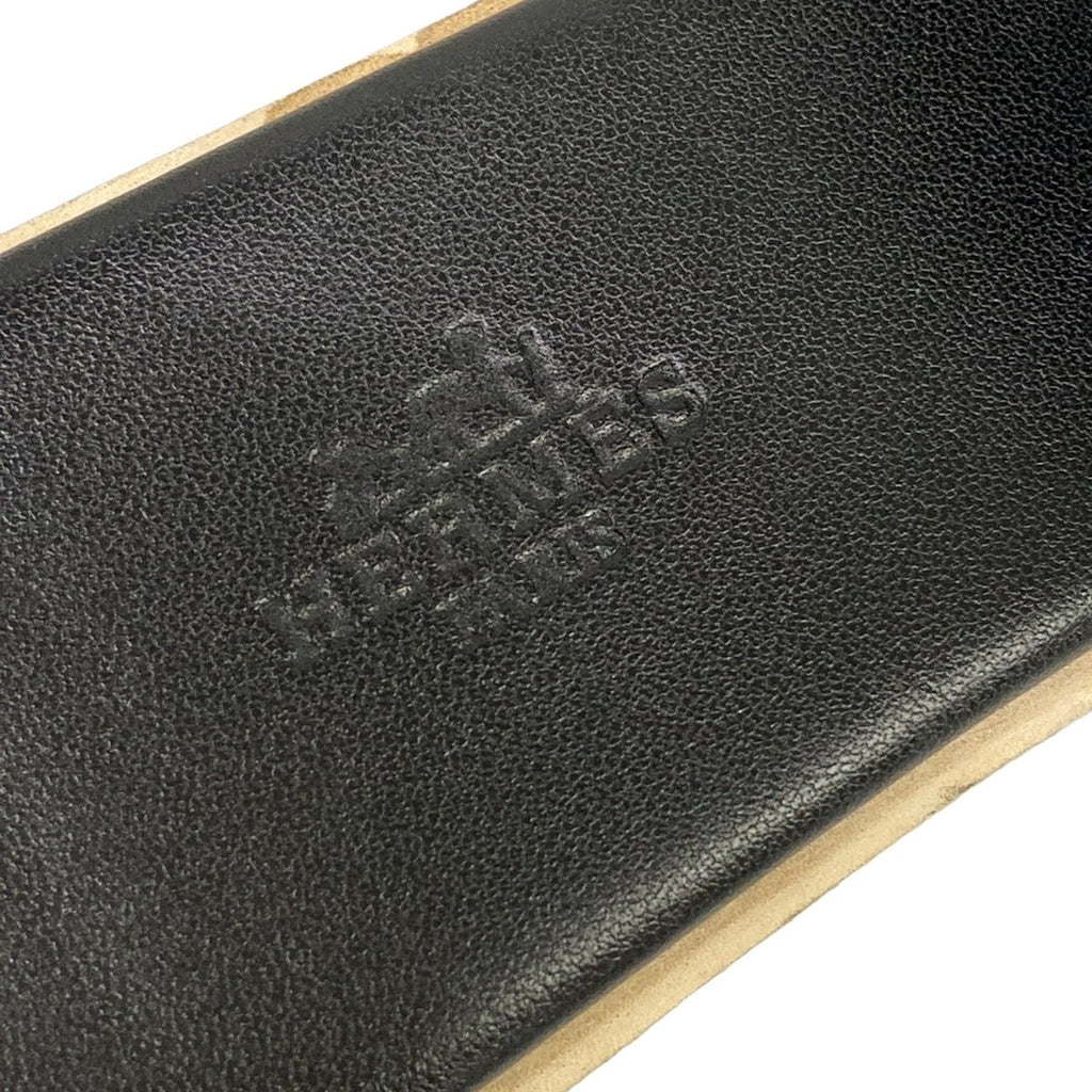 Hermes Mules 37 Eze Black Beige Wedge Sole Leather — view 9