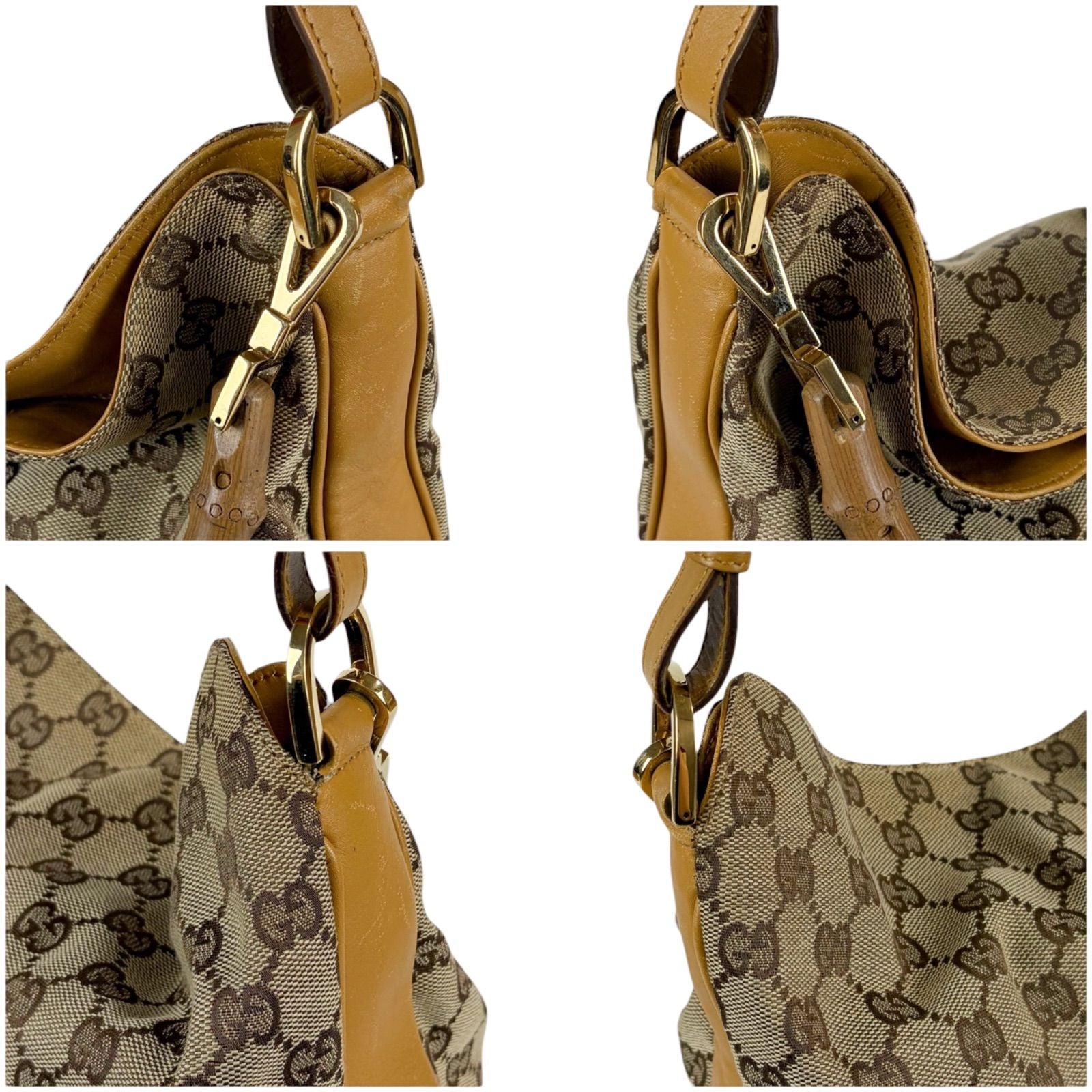 Gucci Bamboo Handle Sherry Line 2-Way Shoulder Bag GG Canvas Brown — view 5