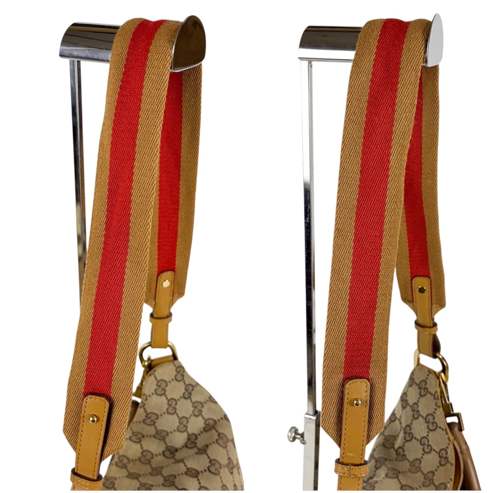 Gucci Bamboo Handle Sherry Line 2-Way Shoulder Bag GG Canvas Brown — view 8