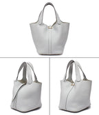 Hermes Handbag Silver Taurillon Clemence Picotin Lock PM — view 2