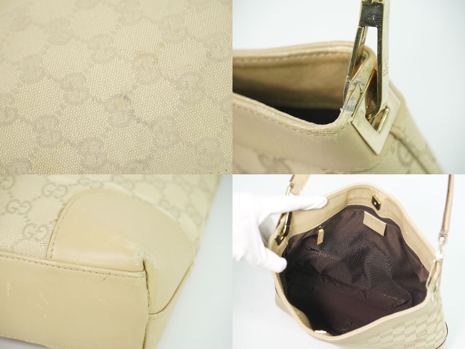 Gucci GG Canvas Shoulder Bag Beige — view 8
