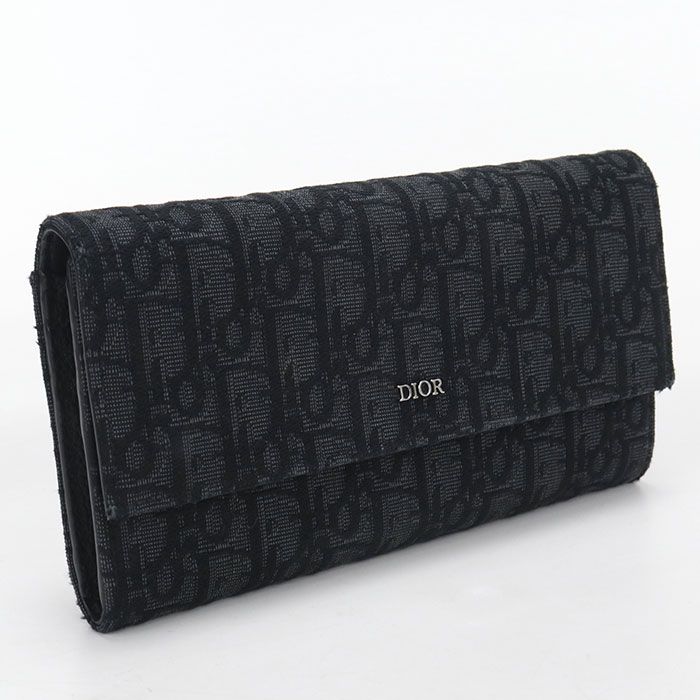 Dior Long Flap Wallet Oblique Bifold Jacquard