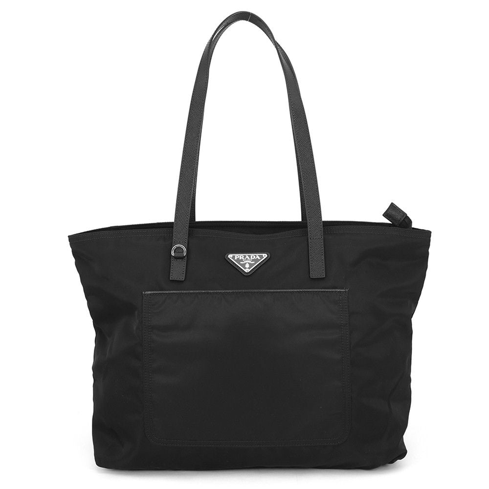 Prada Tote Triangle Logo Shopping Nylon Black