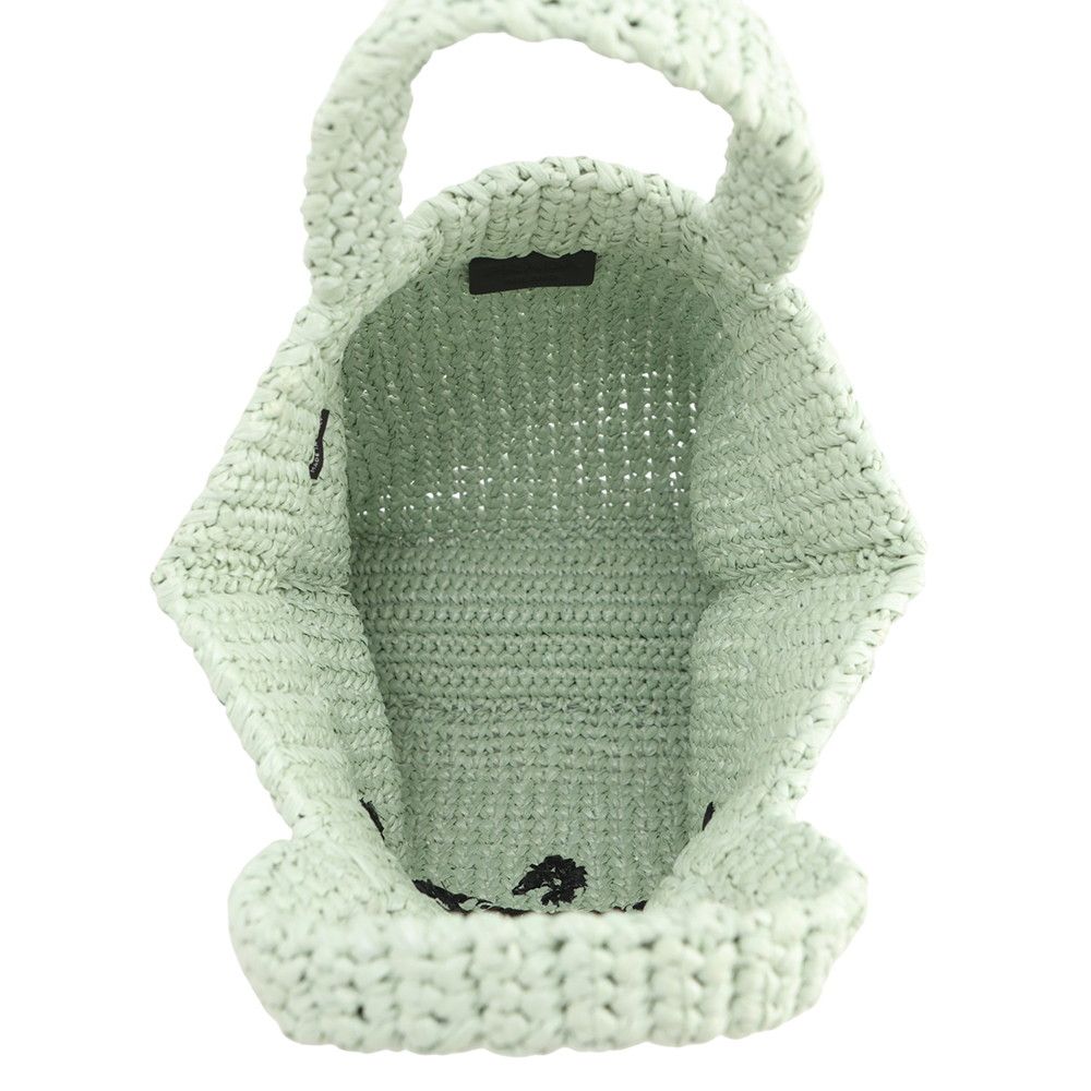 Prada Tote Logo Crochet Small Raffia — view 5