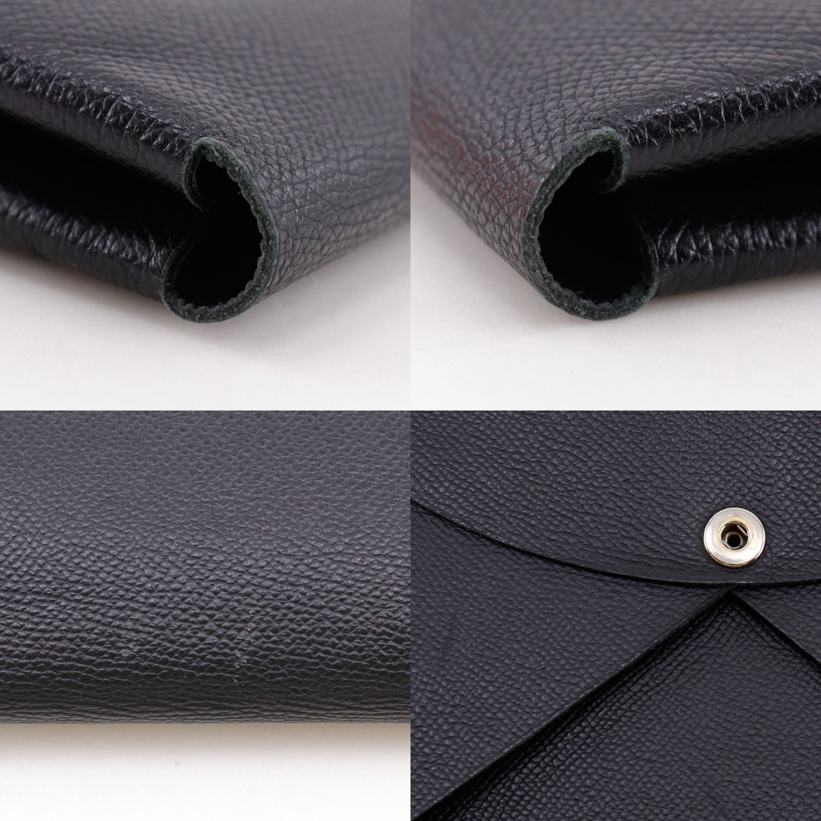 Hermes Calvi GM Veau Epsom Black Green C Clutch — view 8