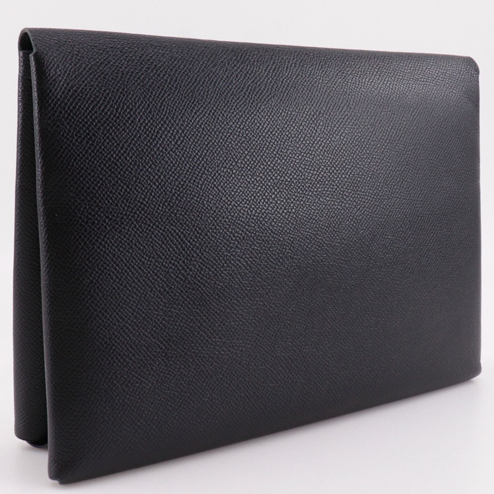 Hermes Calvi GM Veau Epsom Black Green C Clutch — view 3