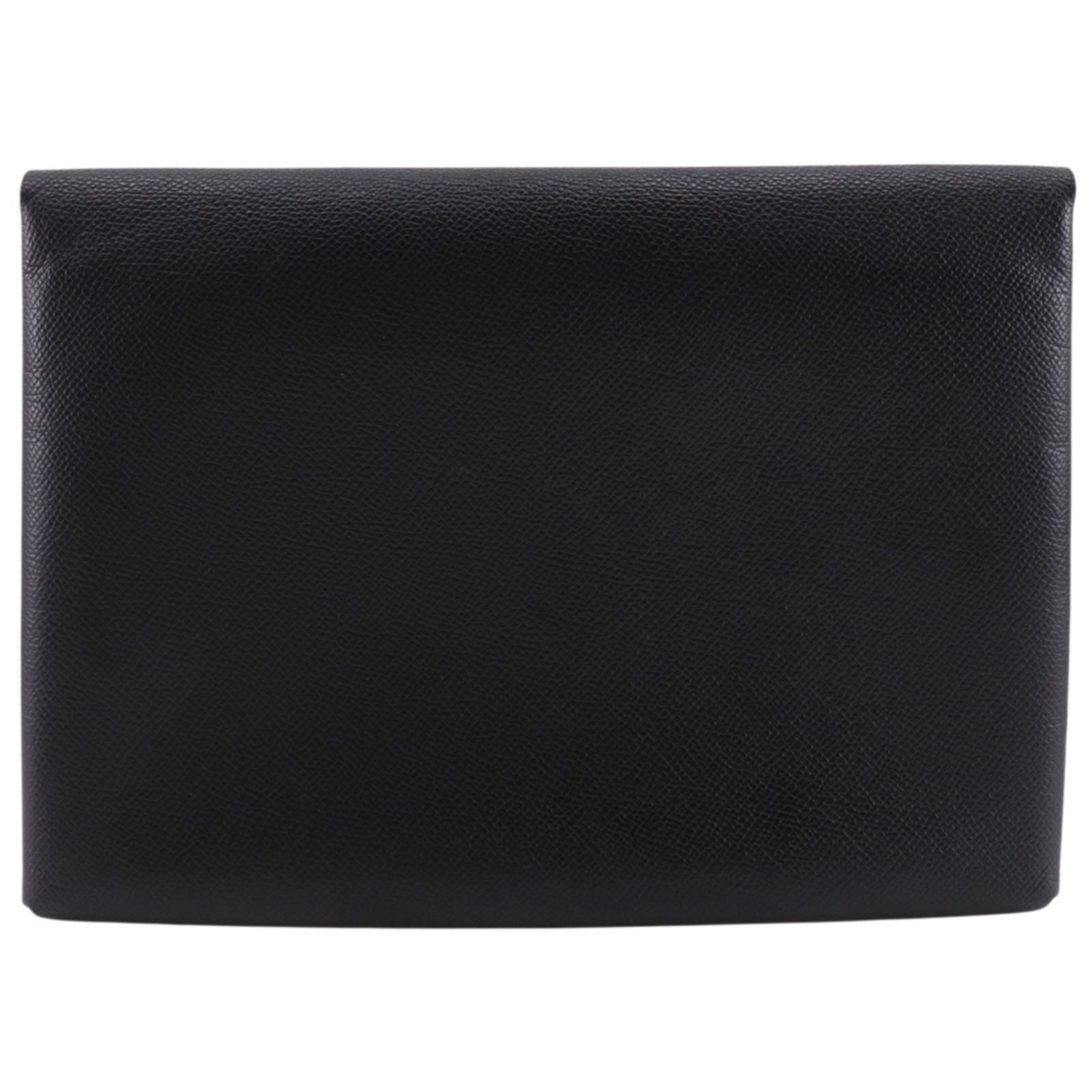 Hermes Calvi GM Veau Epsom Black Green C Clutch
