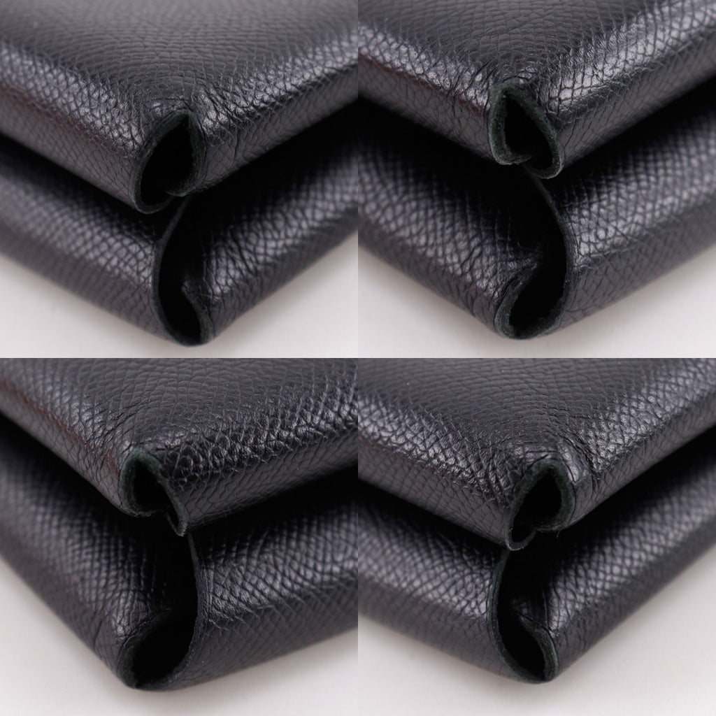 Hermes Calvi GM Veau Epsom Black Green C Clutch — view 4