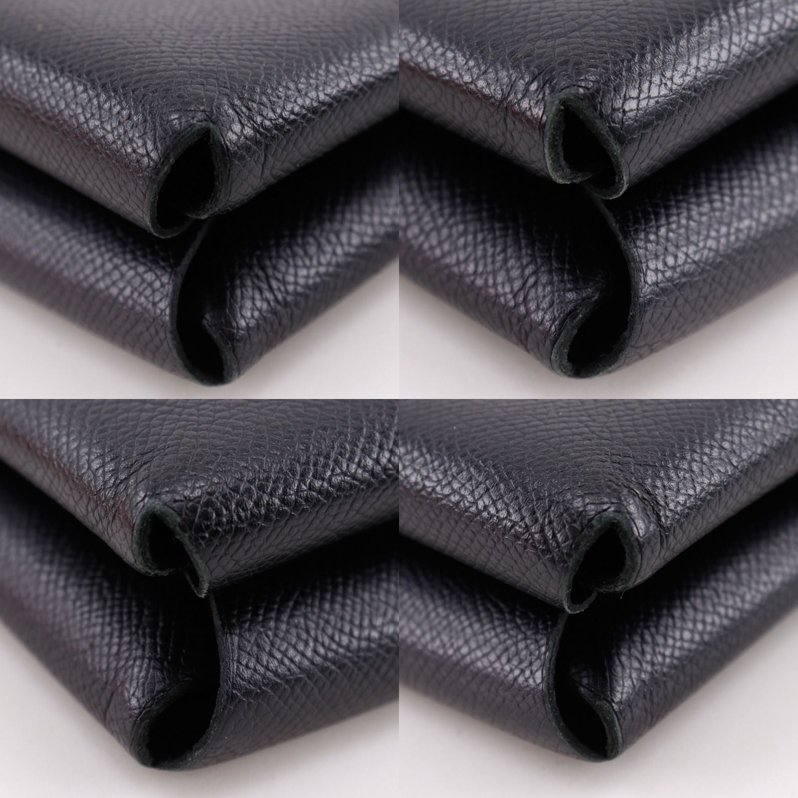 Hermes Calvi GM Veau Epsom Black Green C Clutch — view 4