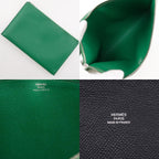 Hermes Calvi GM Veau Epsom Black Green C Clutch — view 9