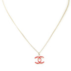 Chanel CC Logo Pendant Red Gold Plated