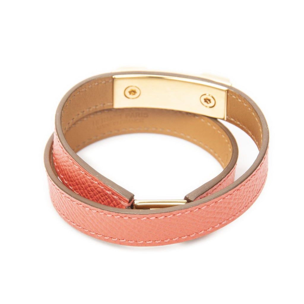 Hermes Rivale Double Tour Bracelet Pink Epsom Leather — view 2
